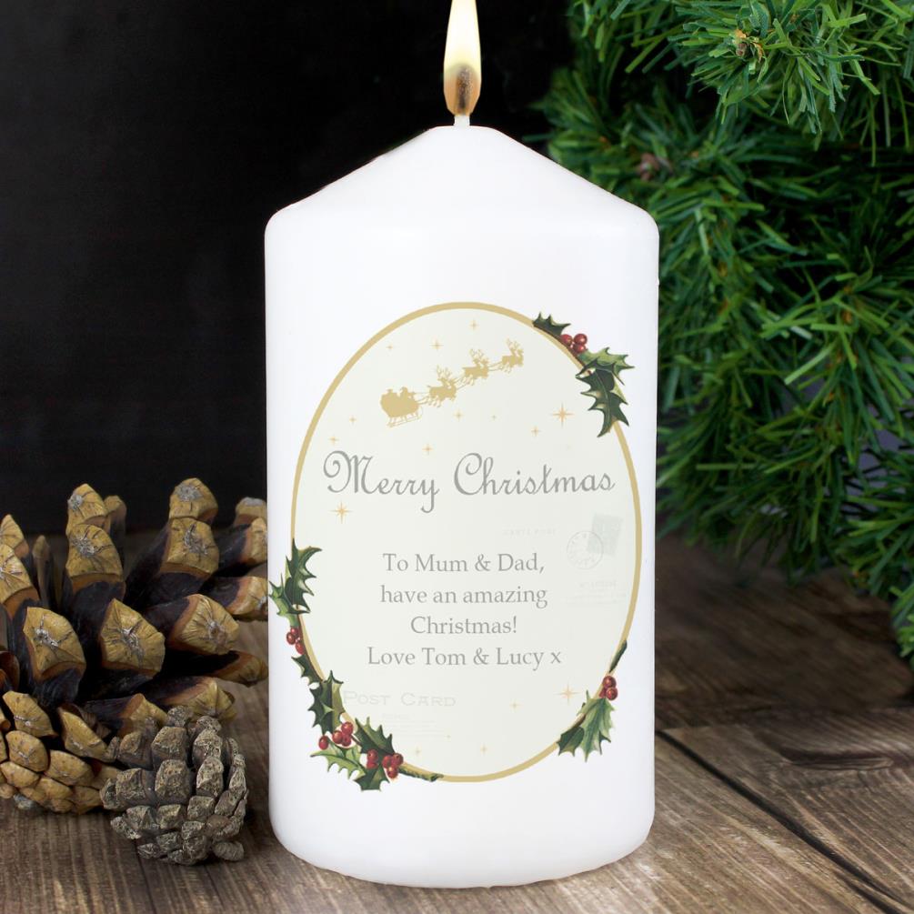 Personalised Traditional Christmas Pillar Candle Extra Image 2